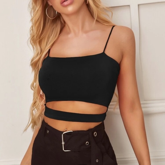 SHEIN Tops - **CLOSET CLEAROUT** SHEIN Black Cut Out Crop Top